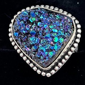 Gorgeous Druzy Quartz Ring  sz. 8